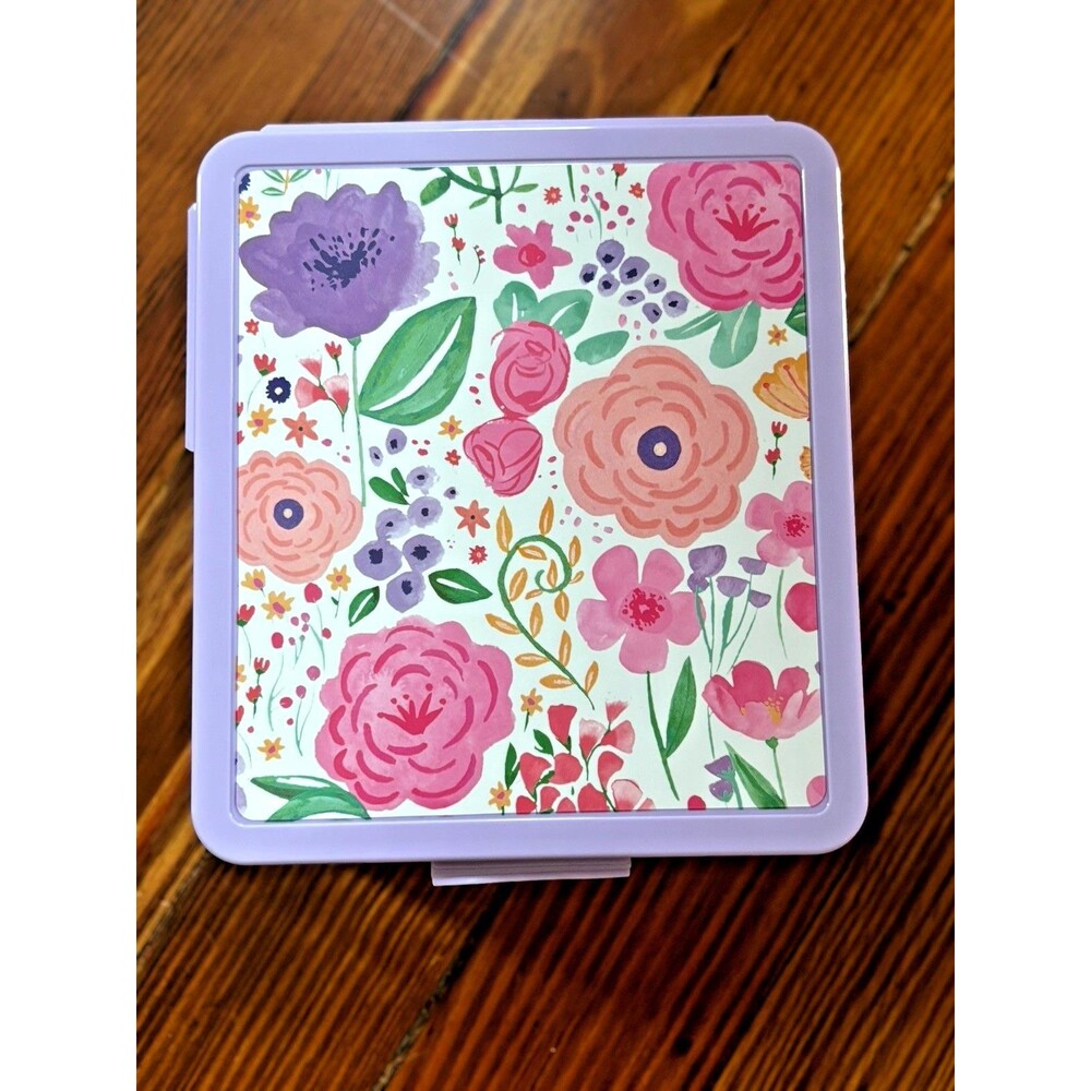 Pottery barn school Floral Flower Bento lunch box travel gift girl pink blue
